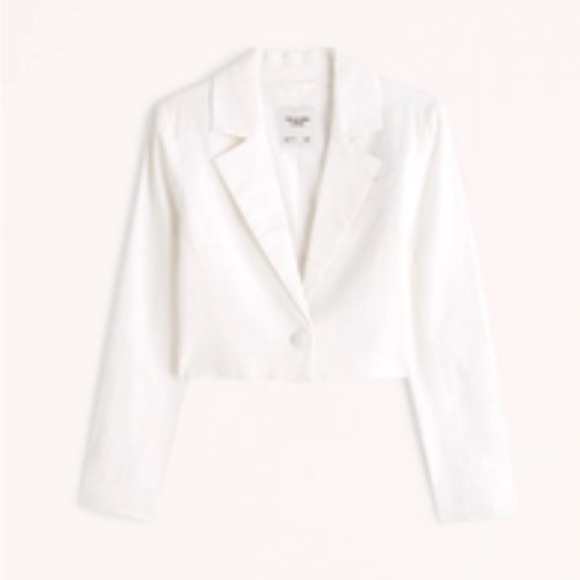 Abercrombie Cropped Linen-Blend Blazer NWOT - Picture 1 of 2